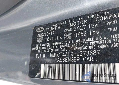 2017 Hyundai Accent Value Edition z USA, uszkodzony, nr VIN KMHCT4AE9HU373687